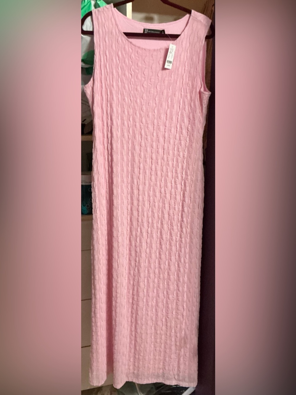 New York & Company Pink Cable-Knit Maxi Dress